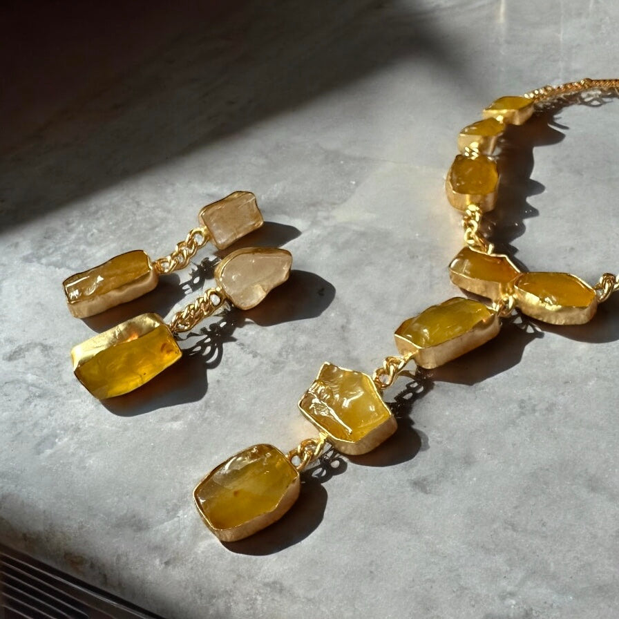 The Elaria Necklace Set In Honey Calcite