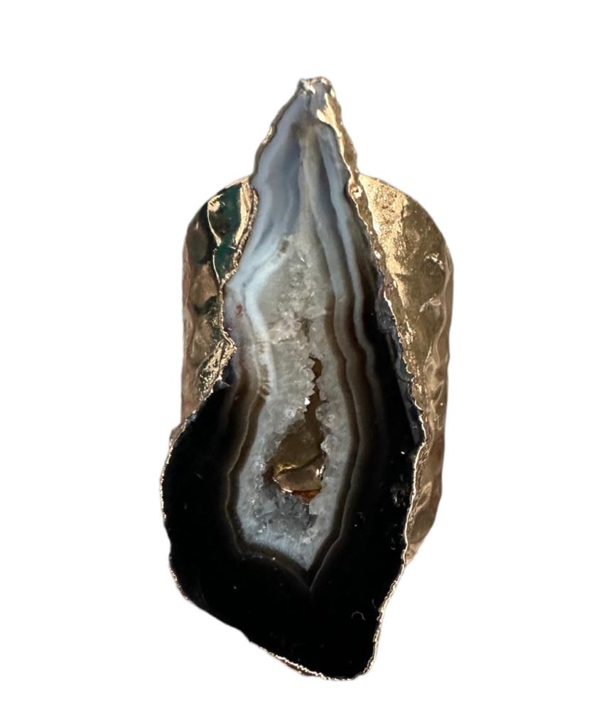 Black Agate Gold Ring
