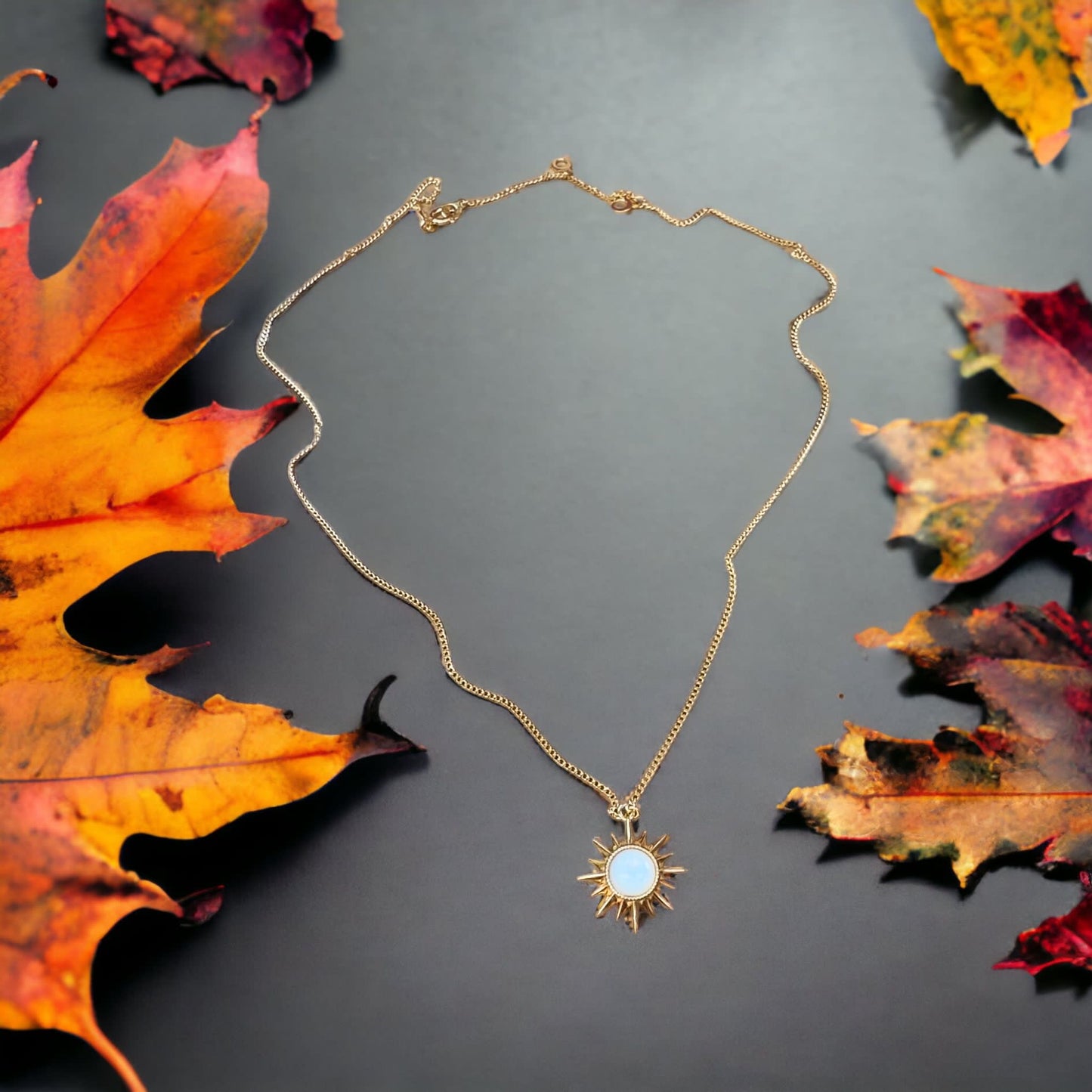 Moonstone Sun Pendant Necklace