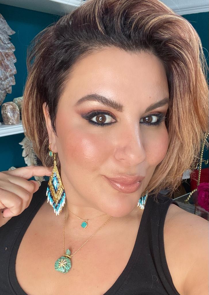 AZTEC GOLD /NAVY BLUE &WHITE EARRINGS