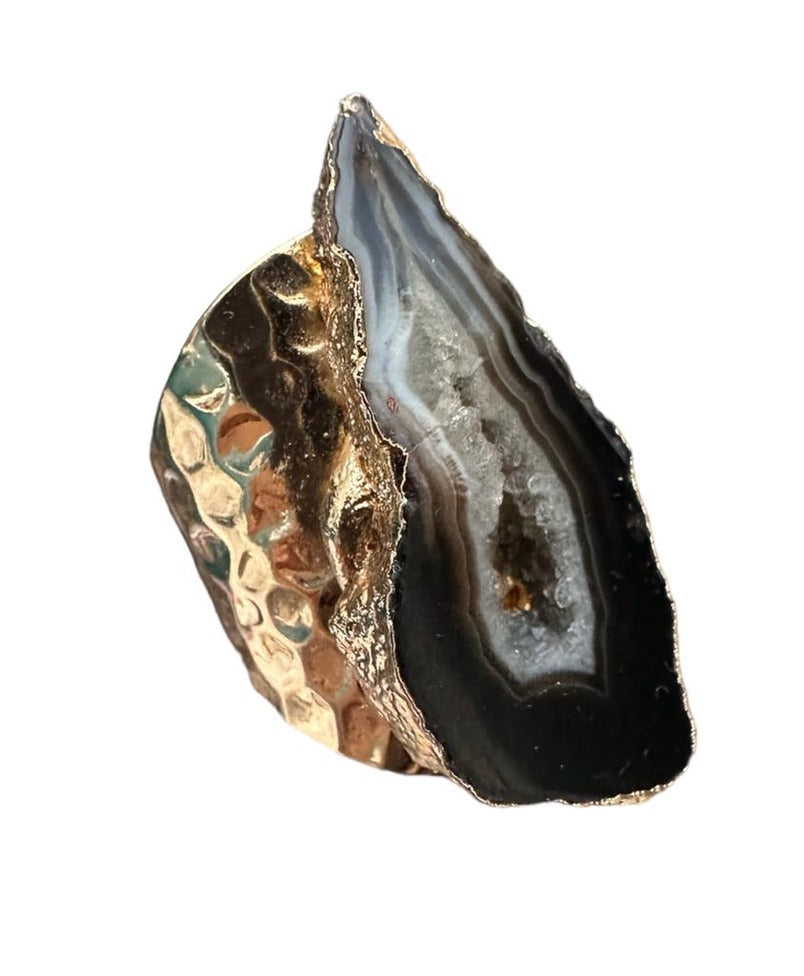 Black Agate Gold Ring