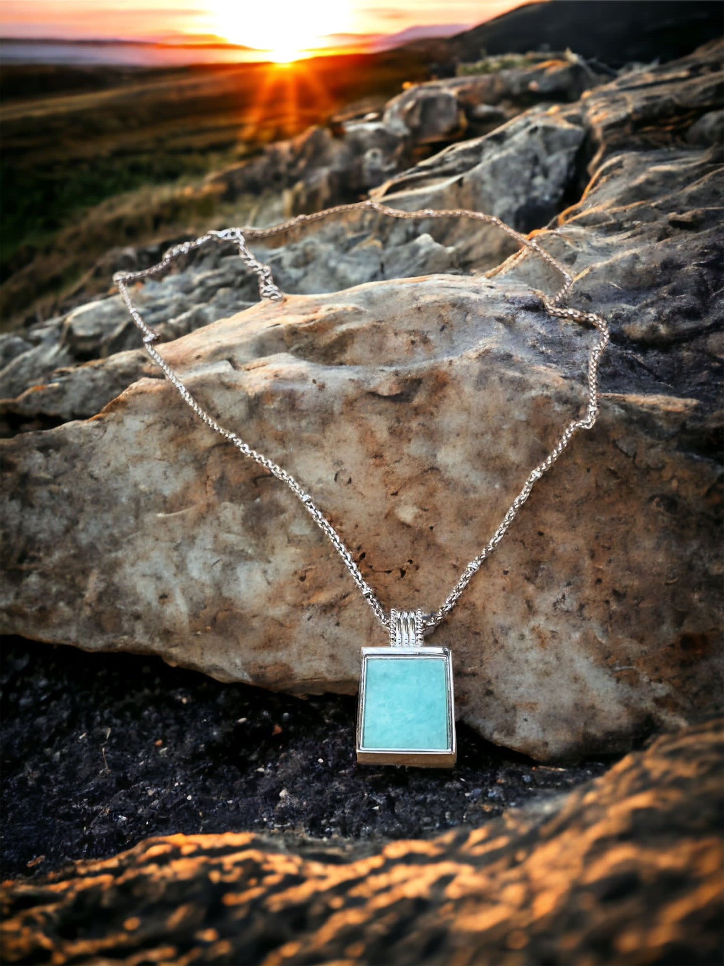 Sterling Silver Amazonite Pendant