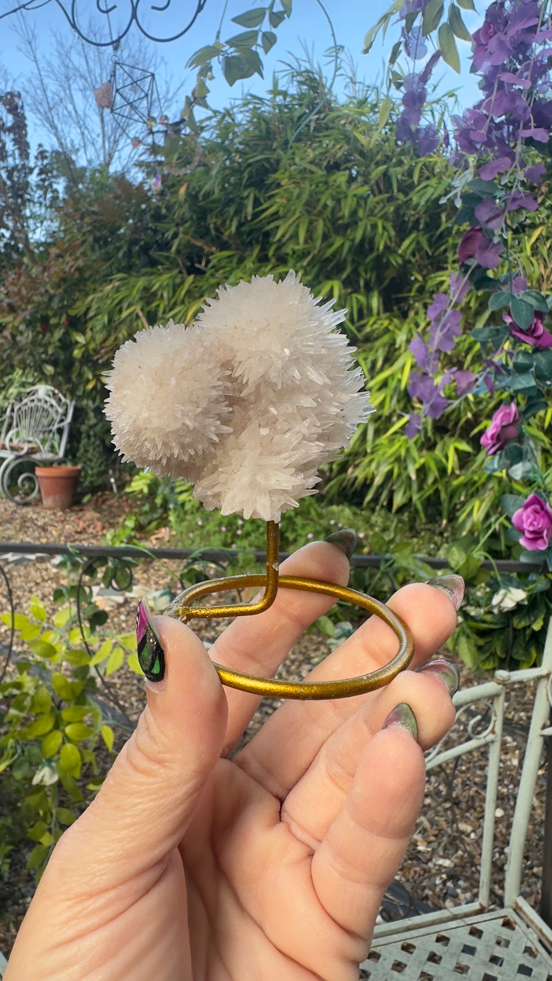 Clear Quartz Crystal Cluster on Stand