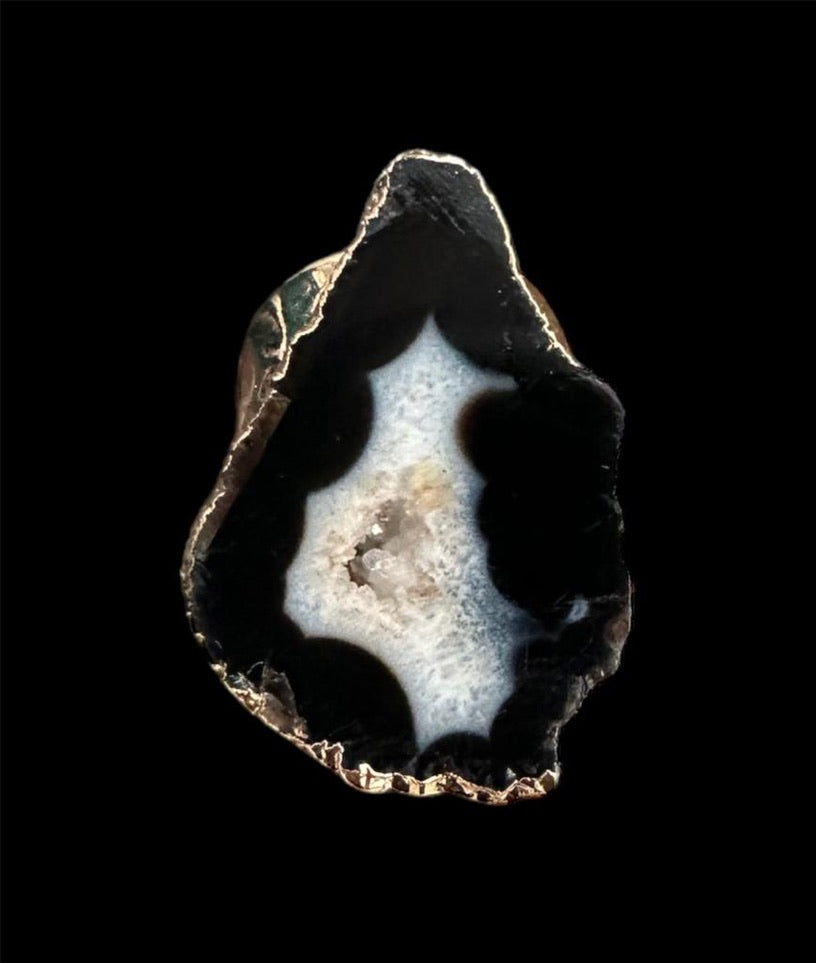 Black Agate Gold Ring
