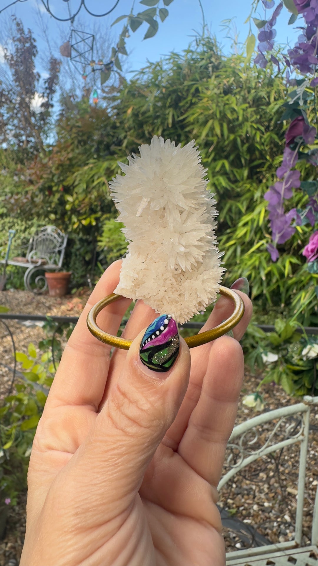 Clear Quartz Crystal Cluster on Stand