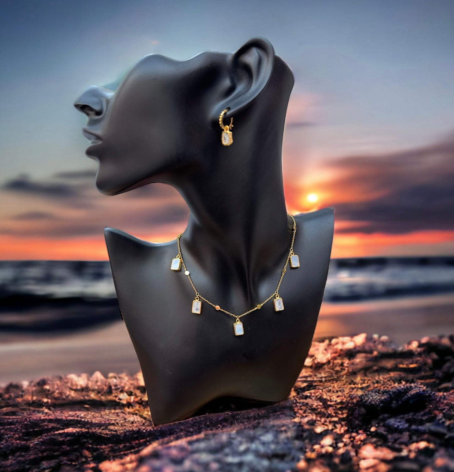 Moonstone Stone 18k Gold Plated Necklace