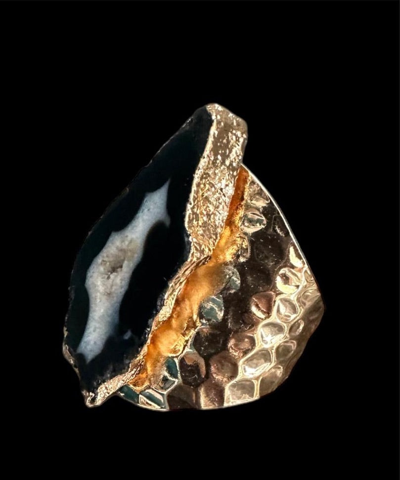 Black Agate Gold Ring