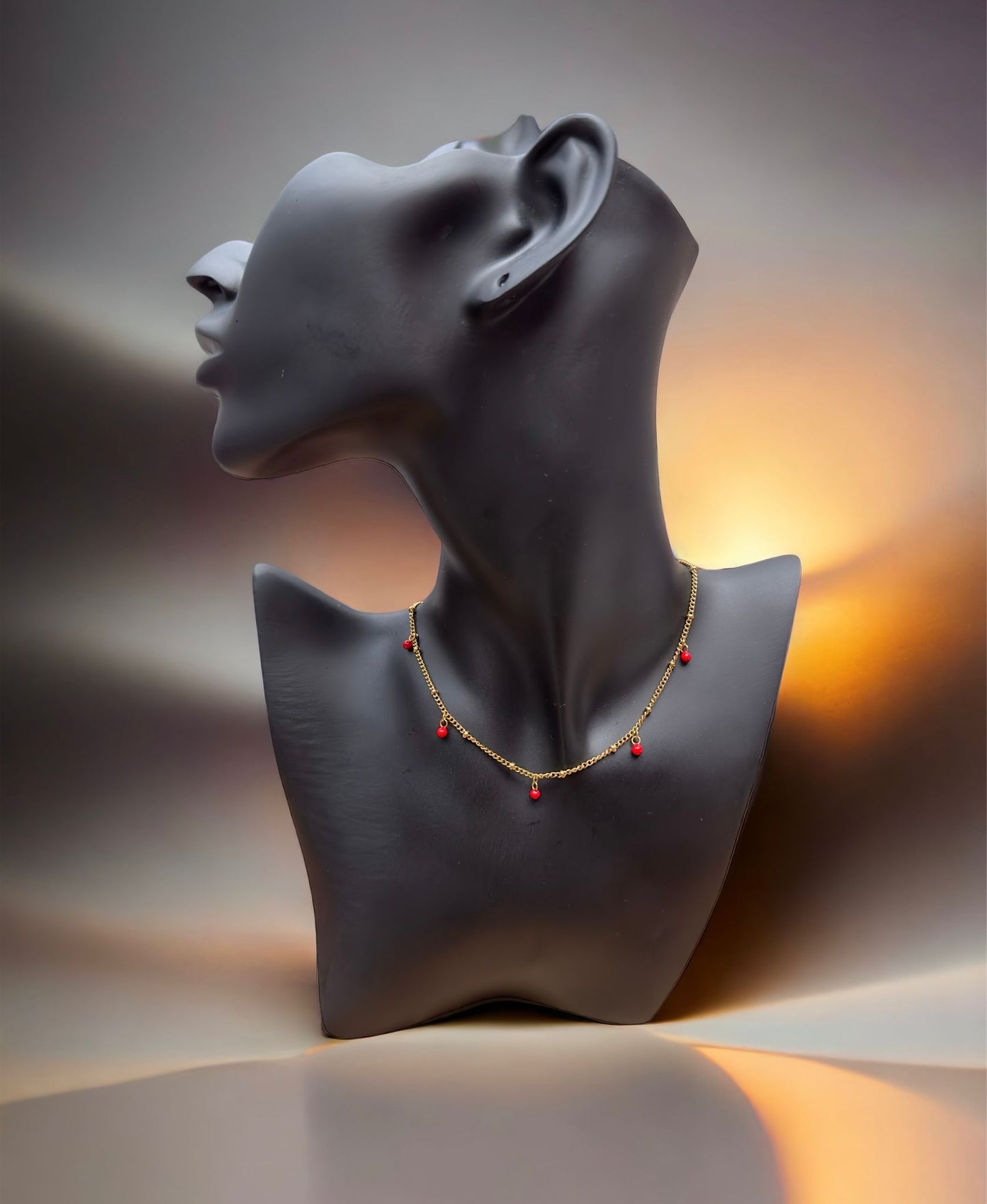Gold Chain With Red Stones