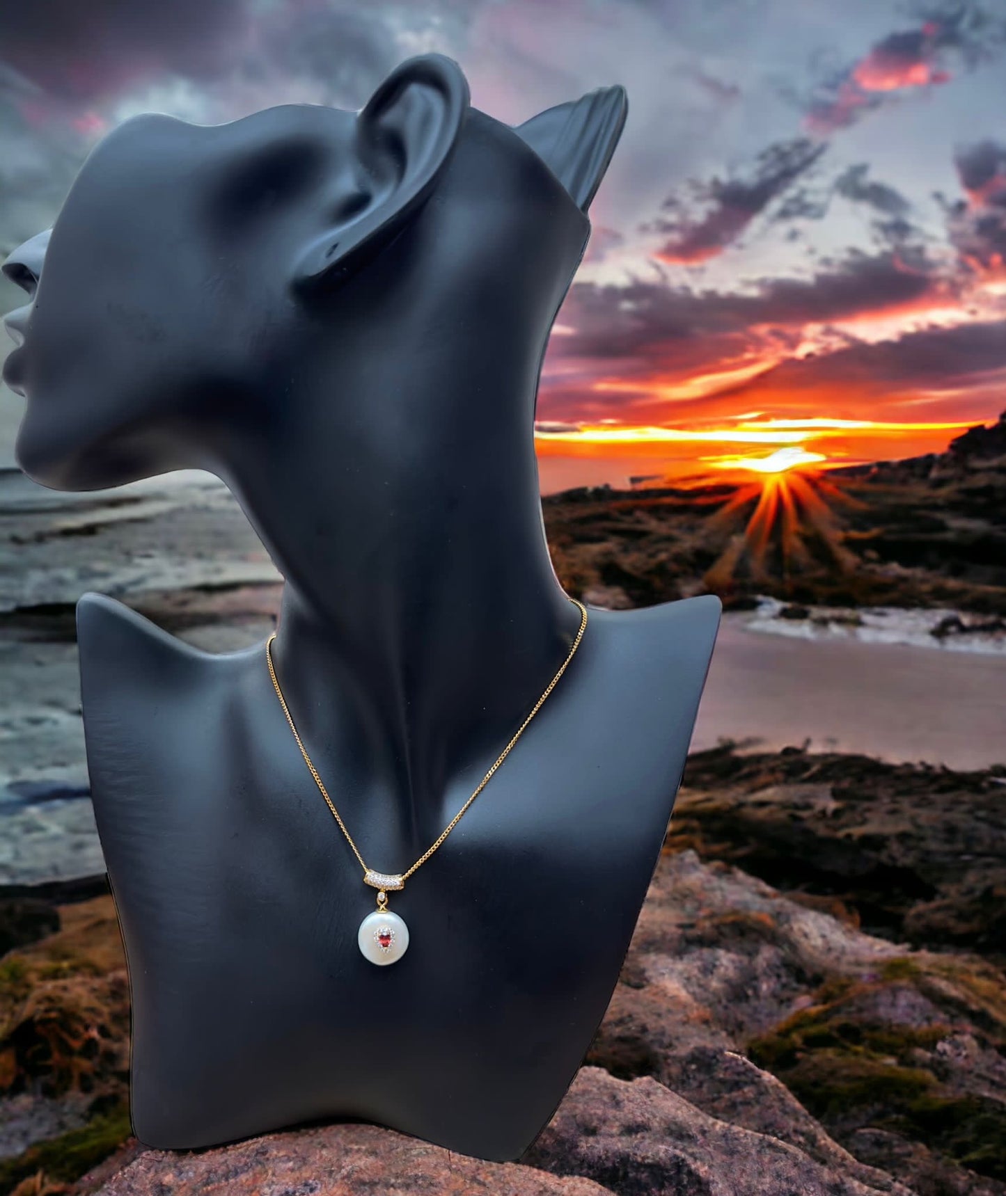 Chic Water Pearl, Ruby And Zirconia Pendant