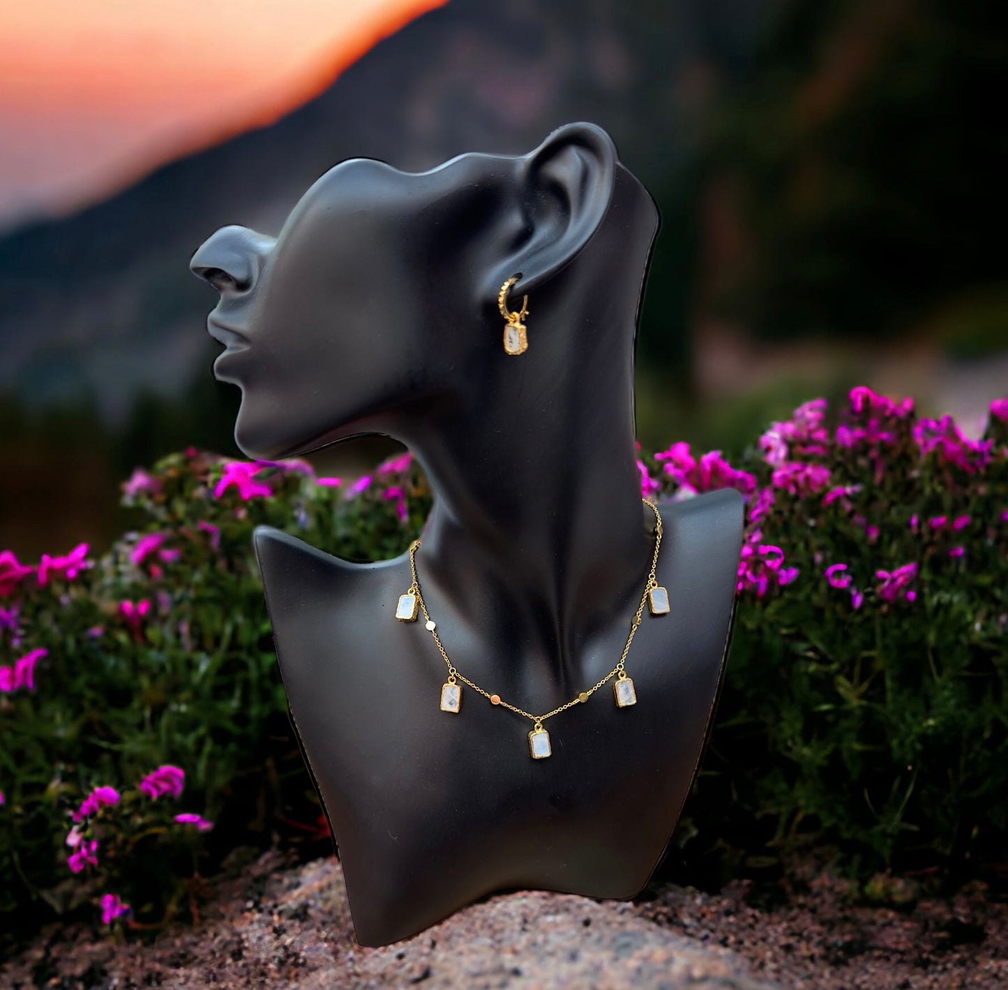 Moonstone Stone 18k Gold Plated Necklace