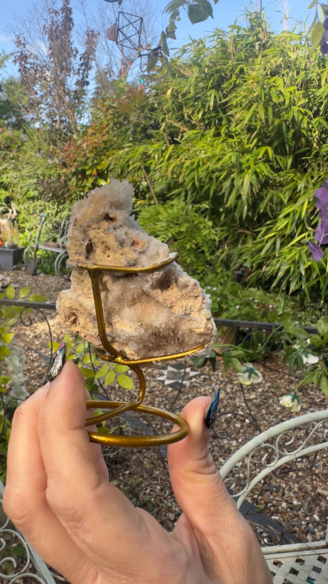 Clear Quartz Crystal Cluster on Stand