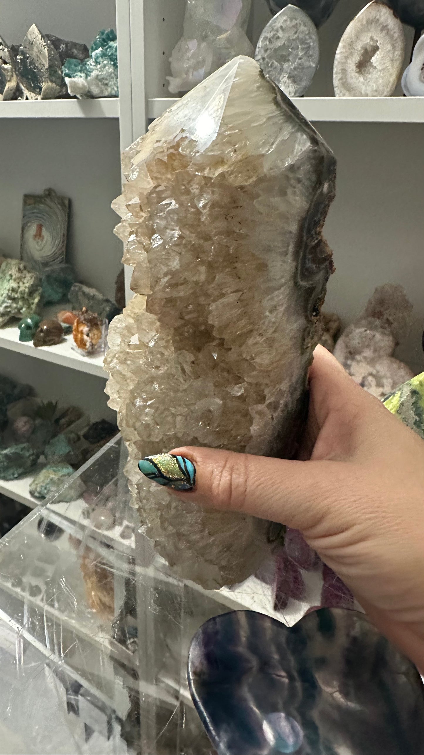 Agate Druzy / serpentine/fluorite