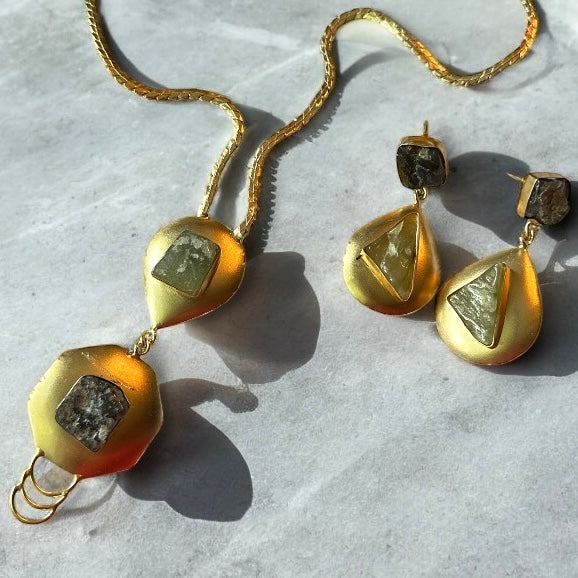 The Thearys Empowering Goddess In Green Calcite And Smokey Qaurtz