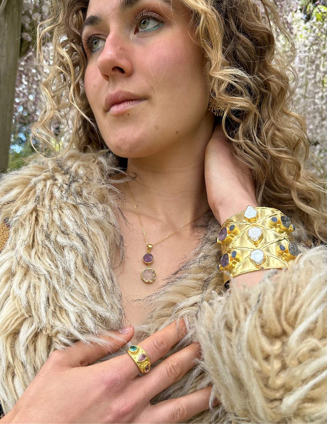 The Empress’s Awakening Rose Quartz And Topaz Ring
