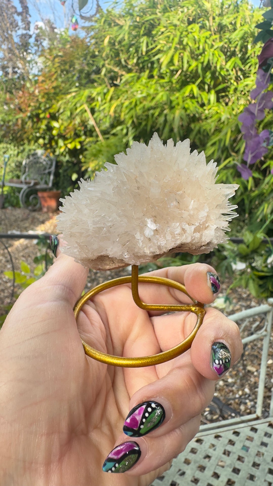 Clear Quartz Crystal Cluster on Stand