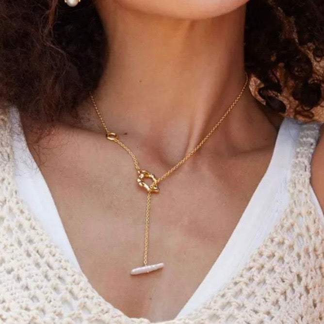 Rectangular Fresh Water Pearl Pendant Necklace