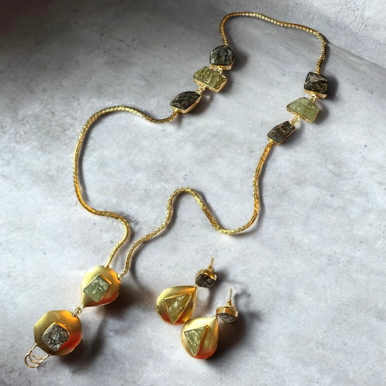 The Thearys Empowering Goddess In Green Calcite And Smokey Qaurtz