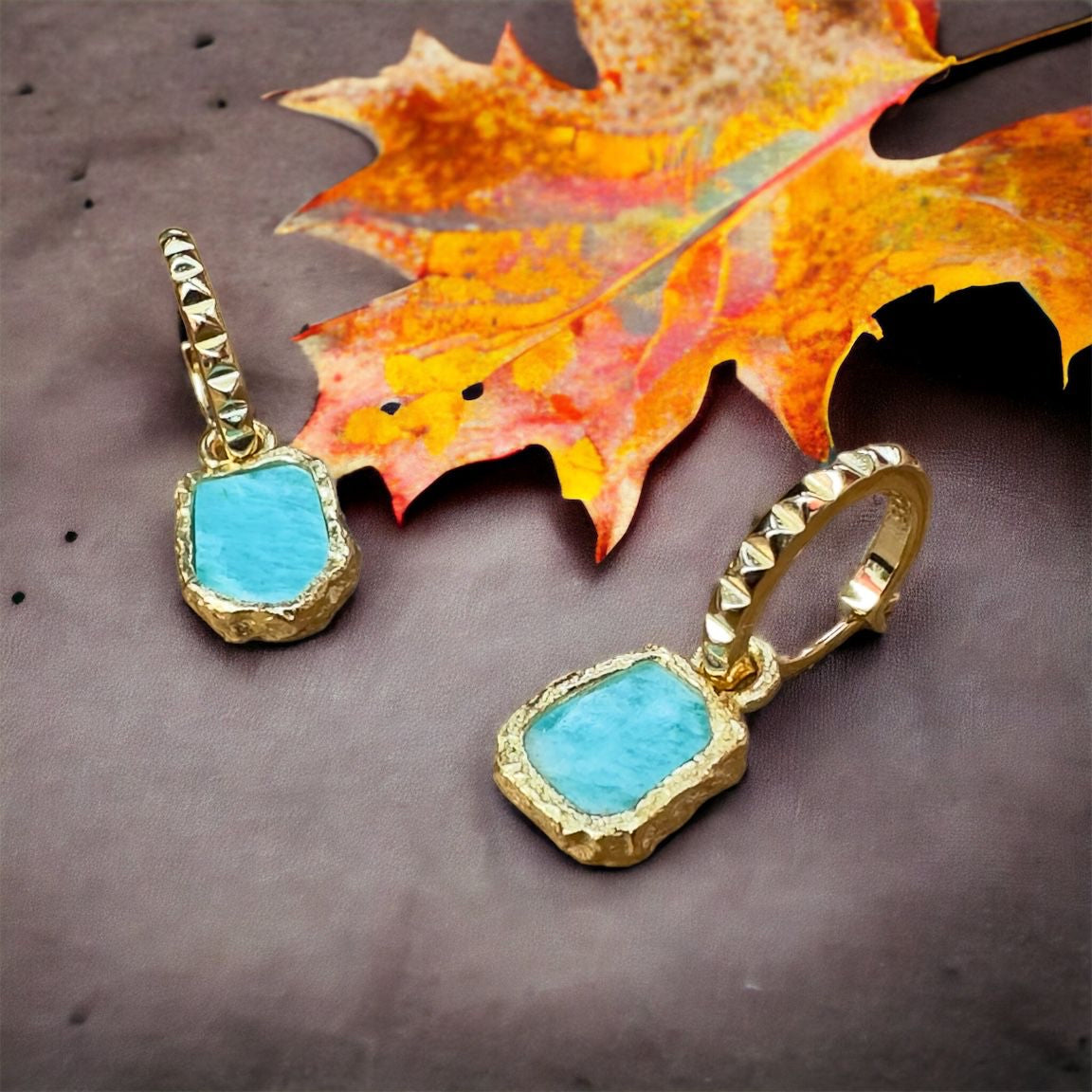 Amazonite Hoop Earrings