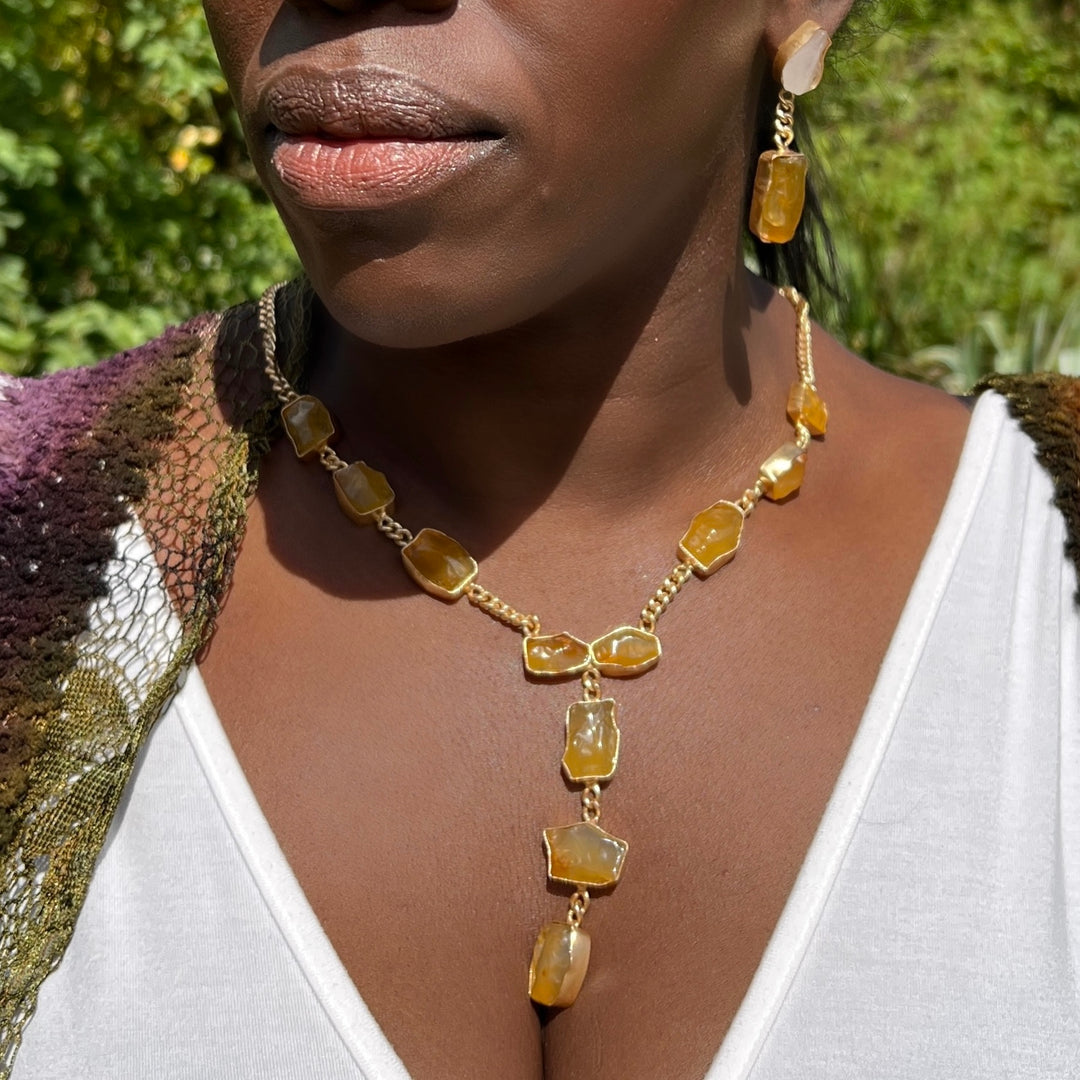The Elaria Necklace Set In Honey Calcite