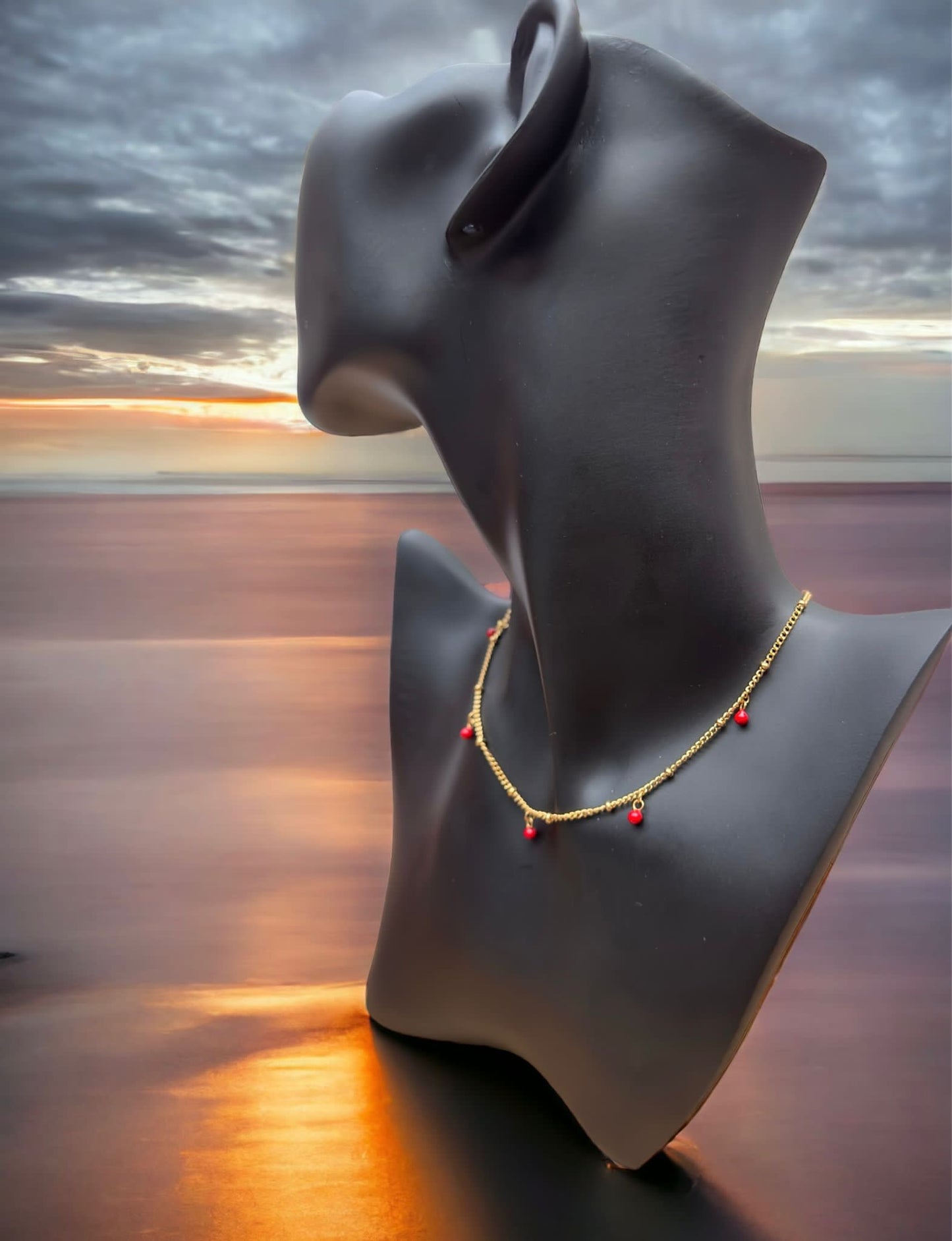 Gold Chain With Red Stones