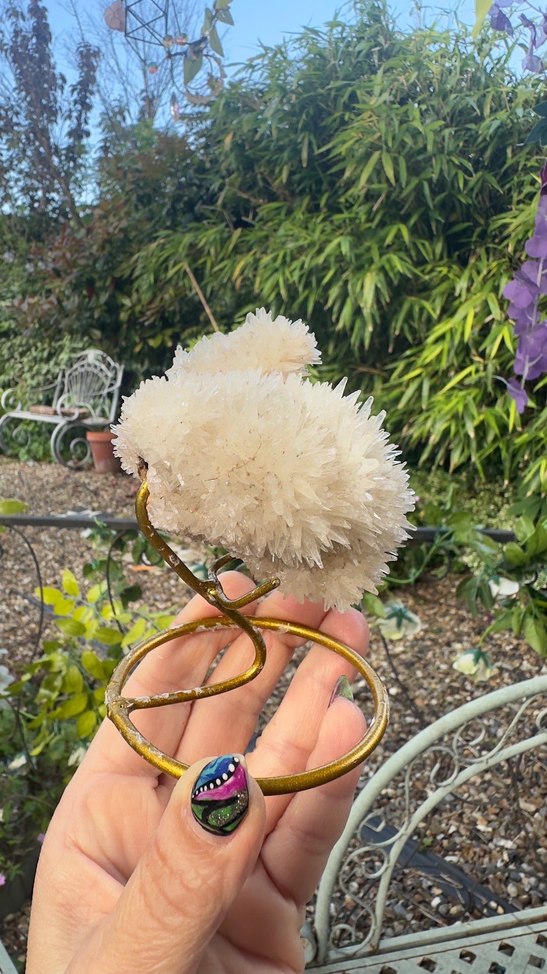 Clear Quartz Crystal Cluster on Stand