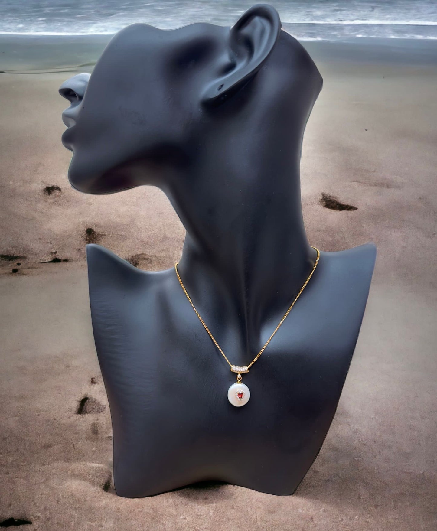 Chic Water Pearl, Ruby And Zirconia Pendant