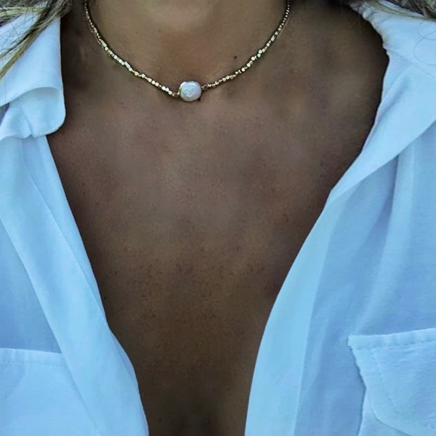 Golden Baroque Pearl Choker