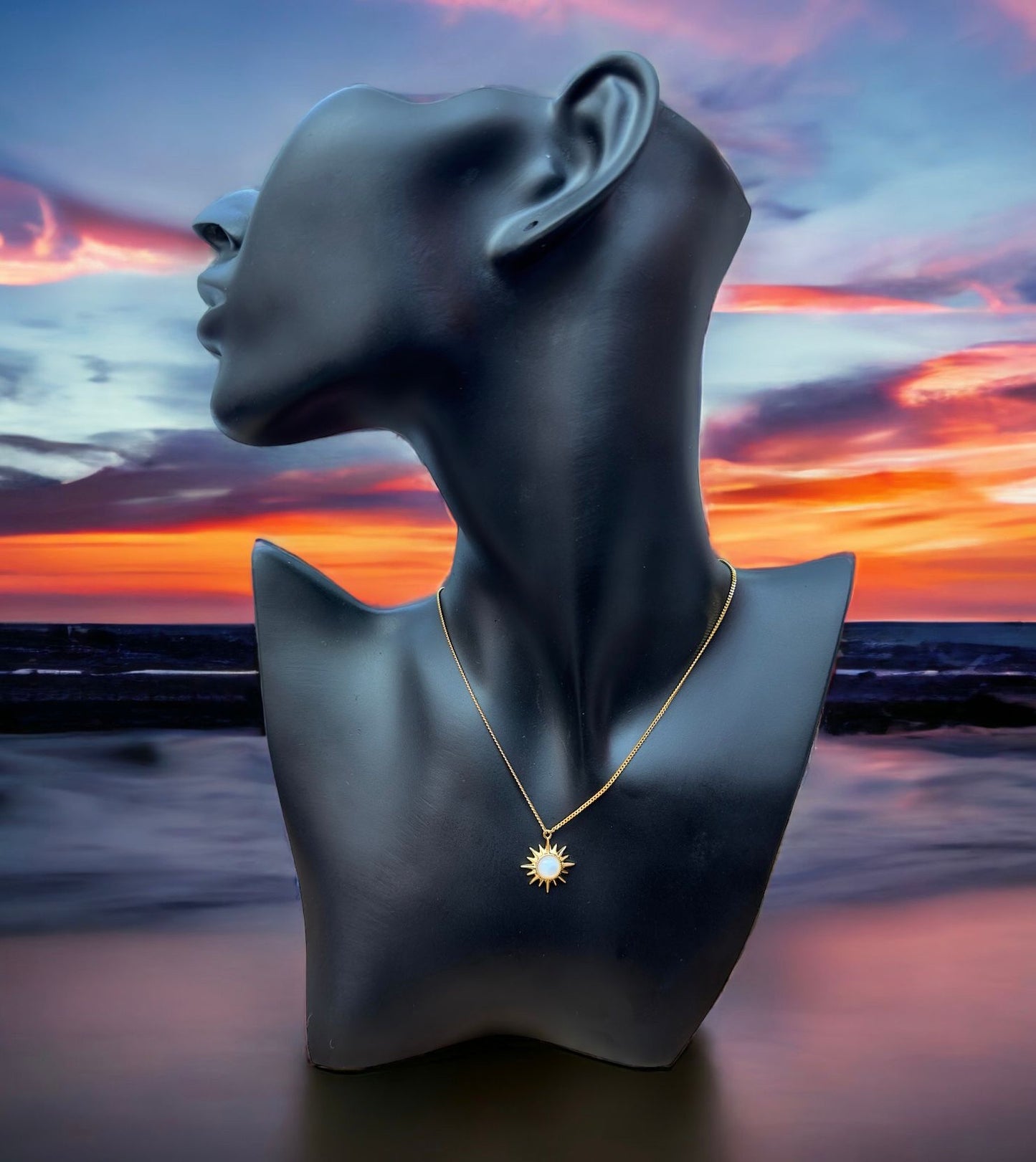 Moonstone Sun Pendant Necklace