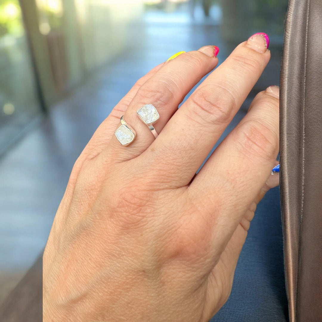 Infinity Rainbow Moonstone 925 Sterling Silver Wrap Ring