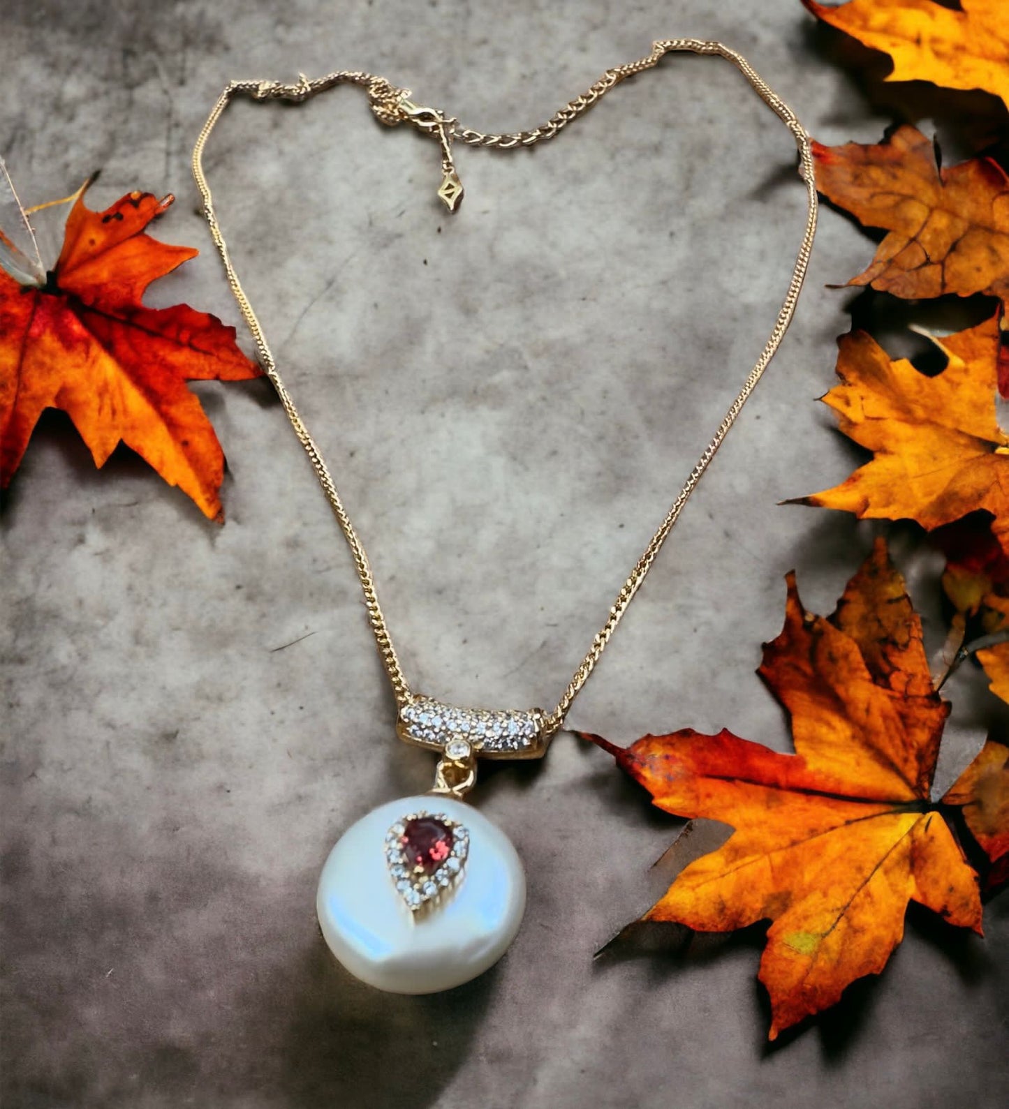 Chic Water Pearl, Ruby And Zirconia Pendant