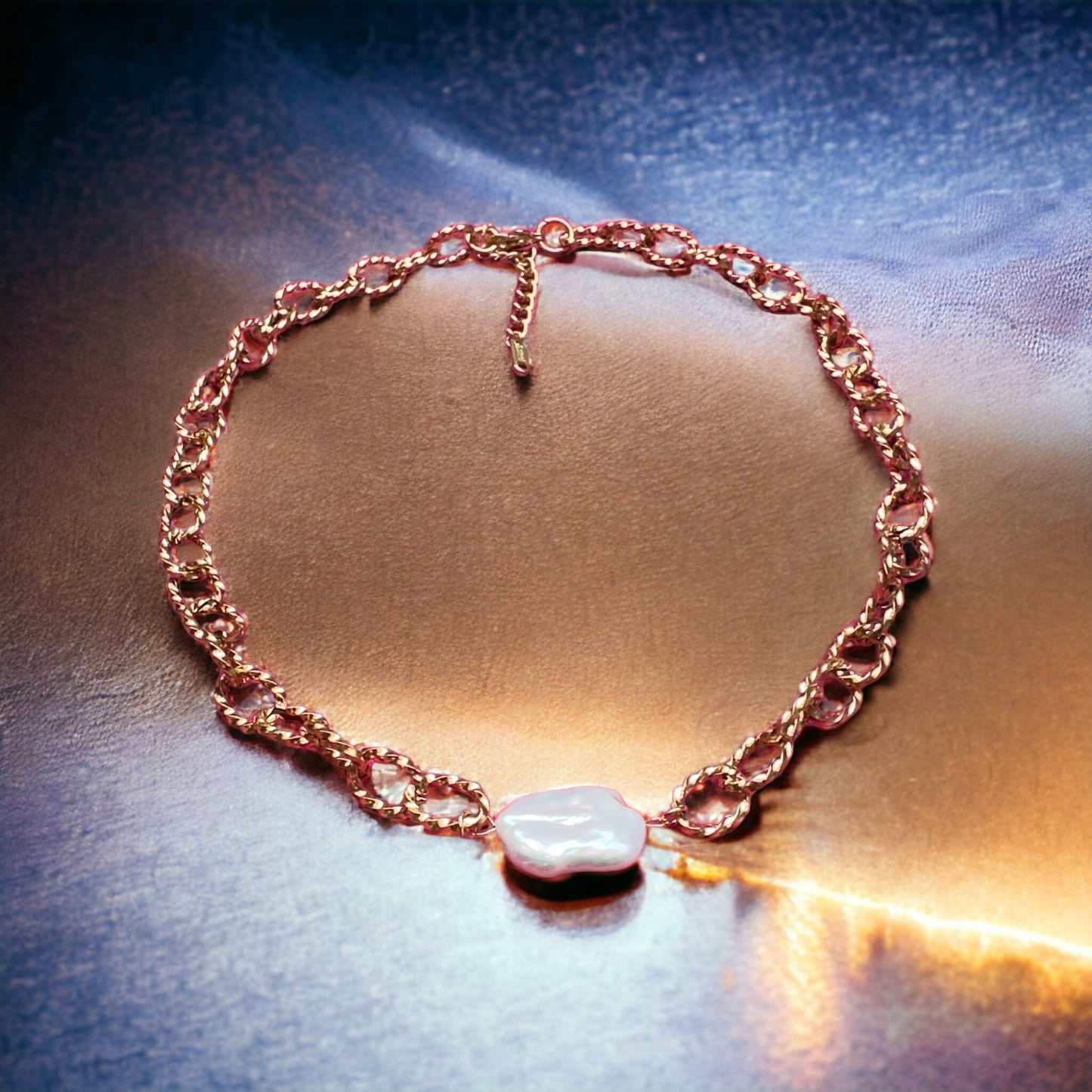 Gold Baroque Pearl Necklace