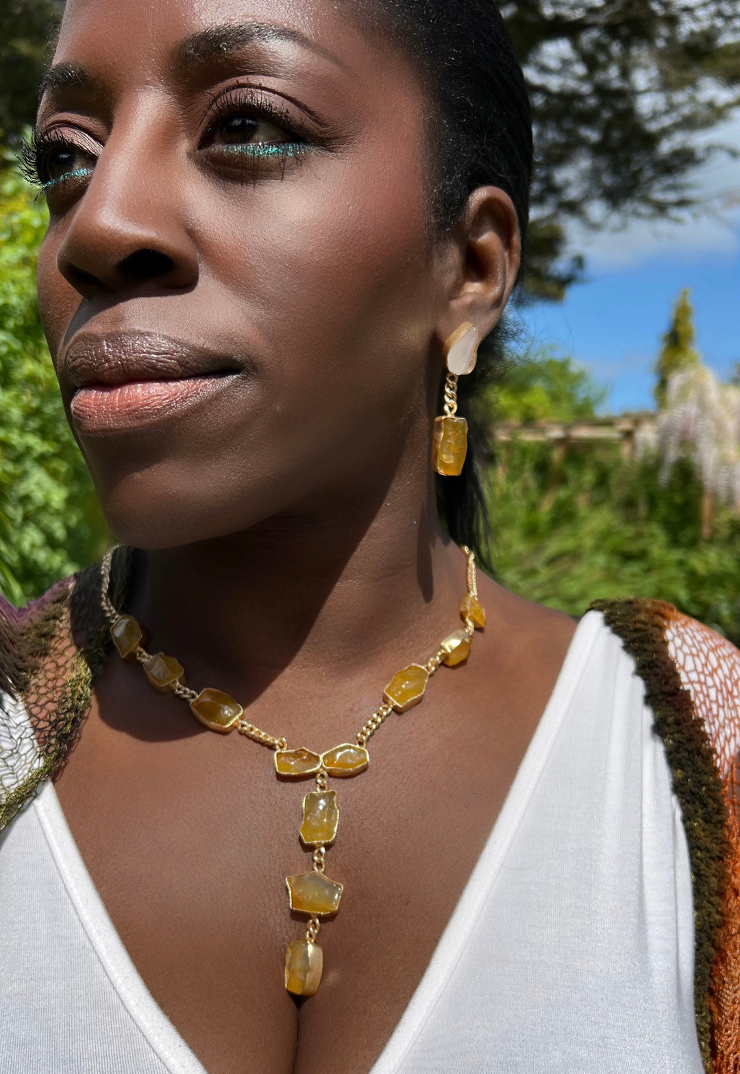 The Elaria Necklace Set In Honey Calcite