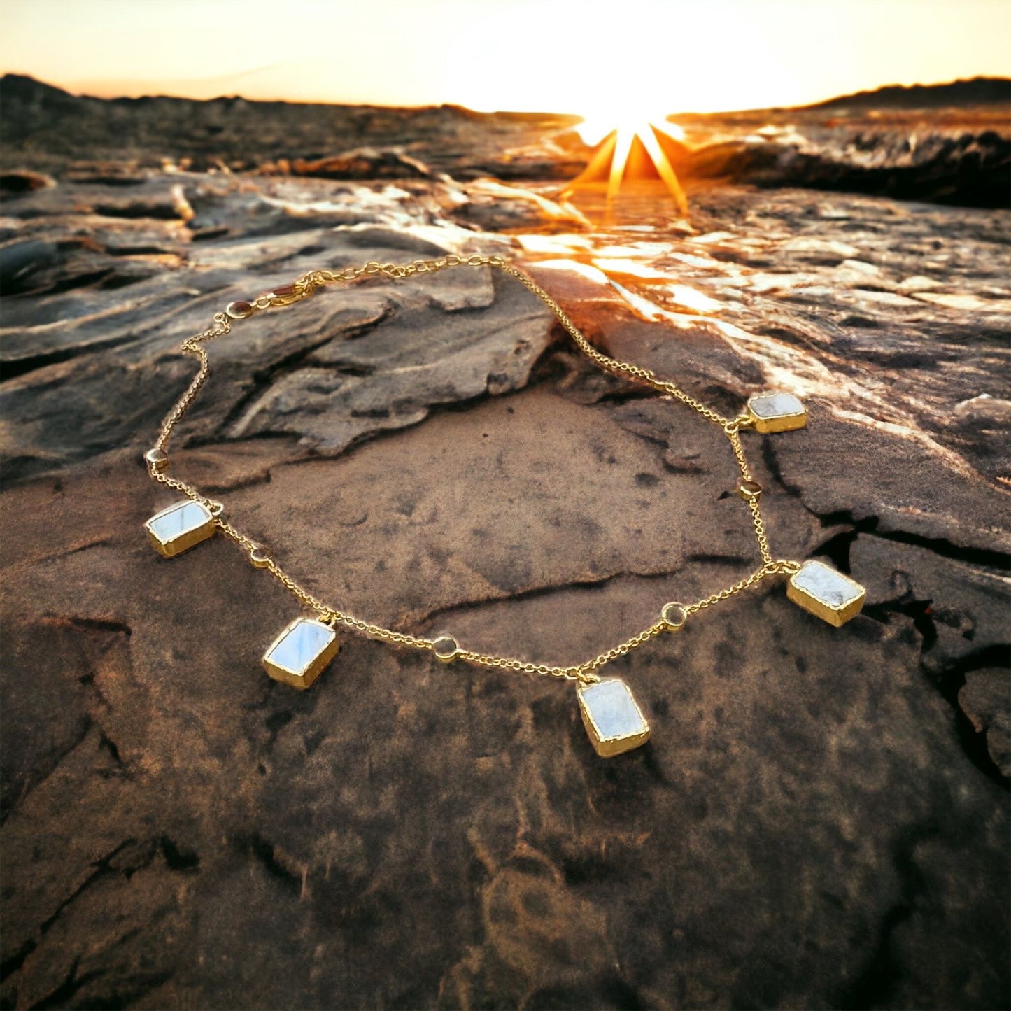 Moonstone Stone 18k Gold Plated Necklace