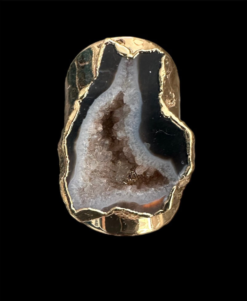 Black Agate Gold Ring