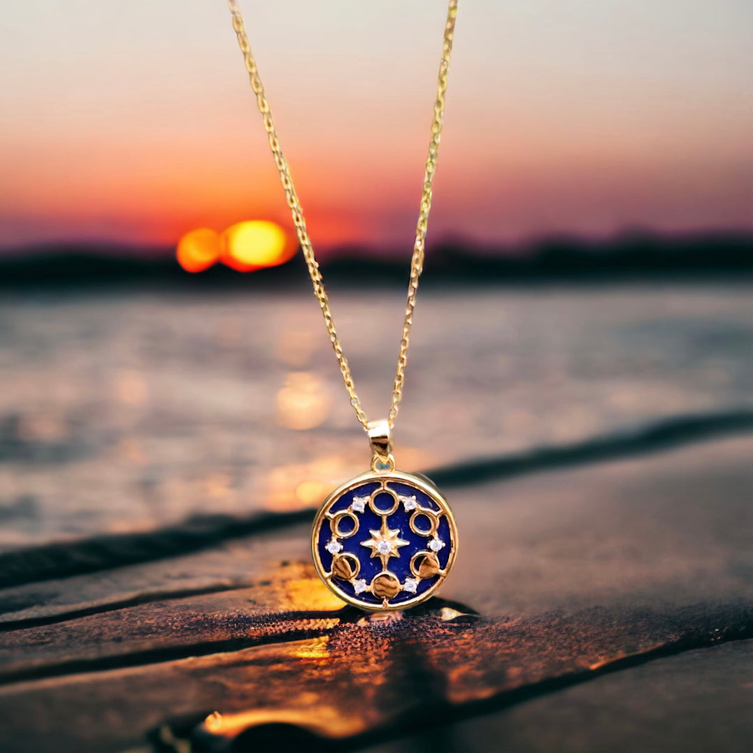 Lapis Lazuli MoonPhase Pendant Necklace