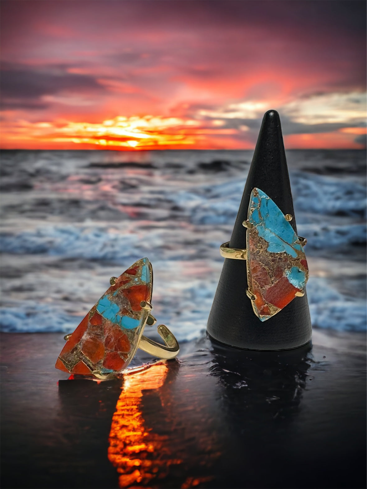 Carnelian And Turquoise Mojave Ring
