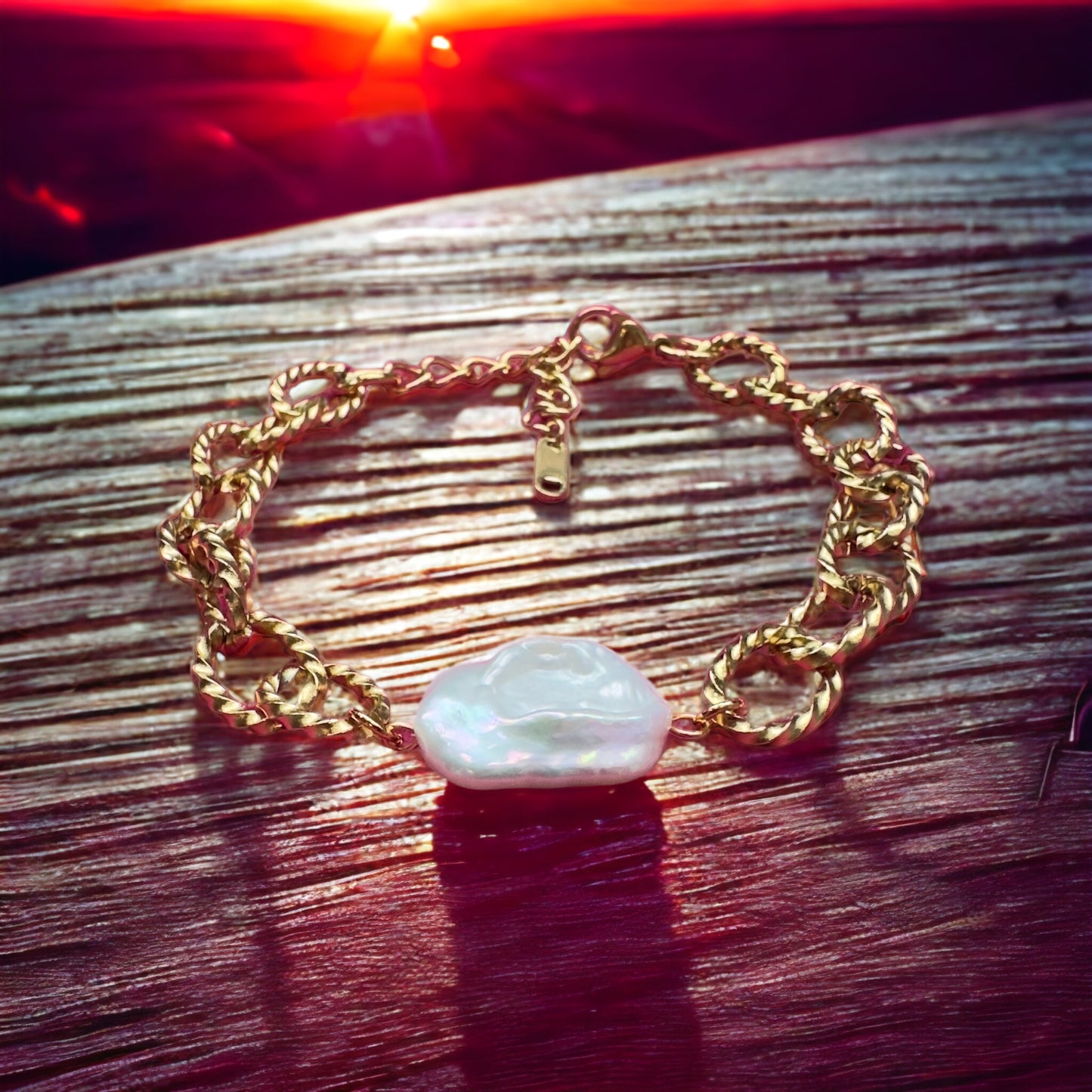 Gold Baroque Pearl Bracelet
