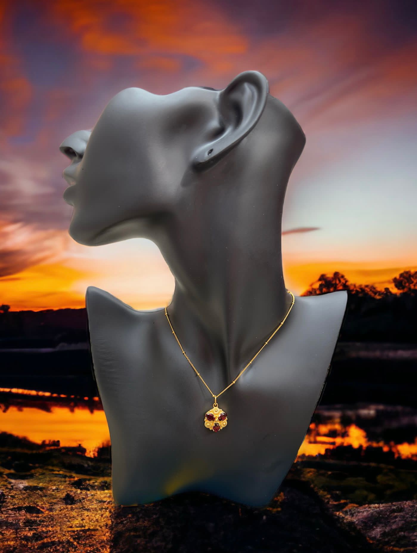 Garnet Gold Necklace