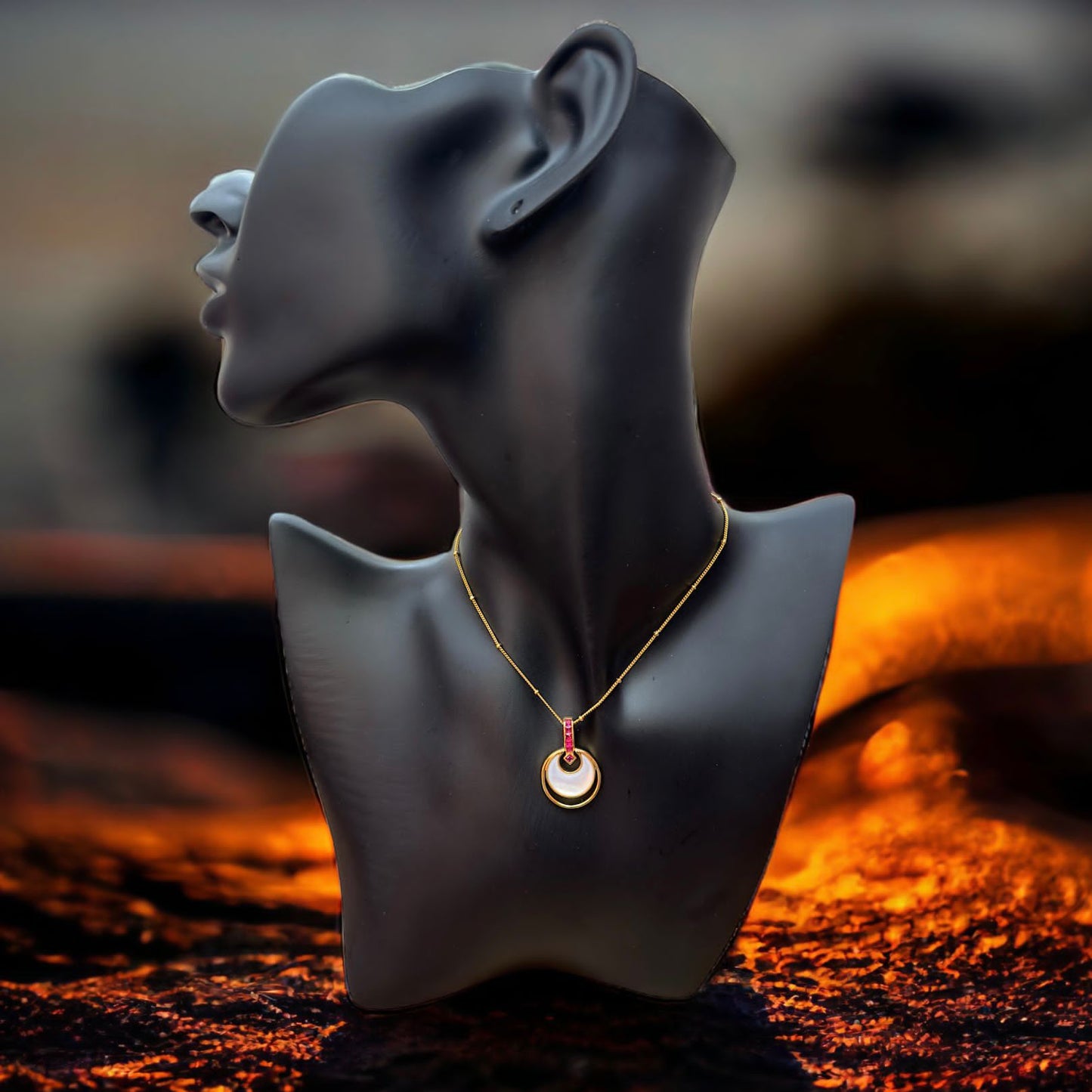 Abalone Zirconia Sphere Pendant Necklace