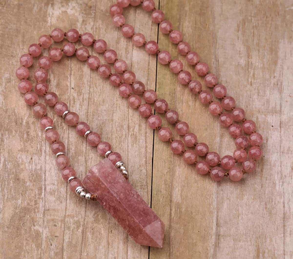 Strawberry Quartz Mala Necklace
