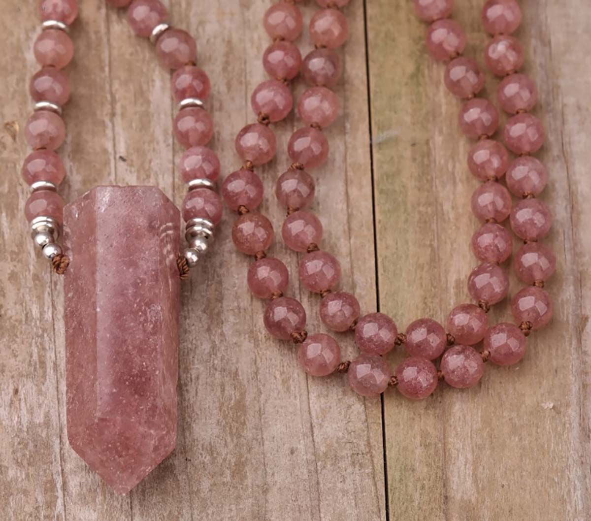 Strawberry Quartz Mala Necklace