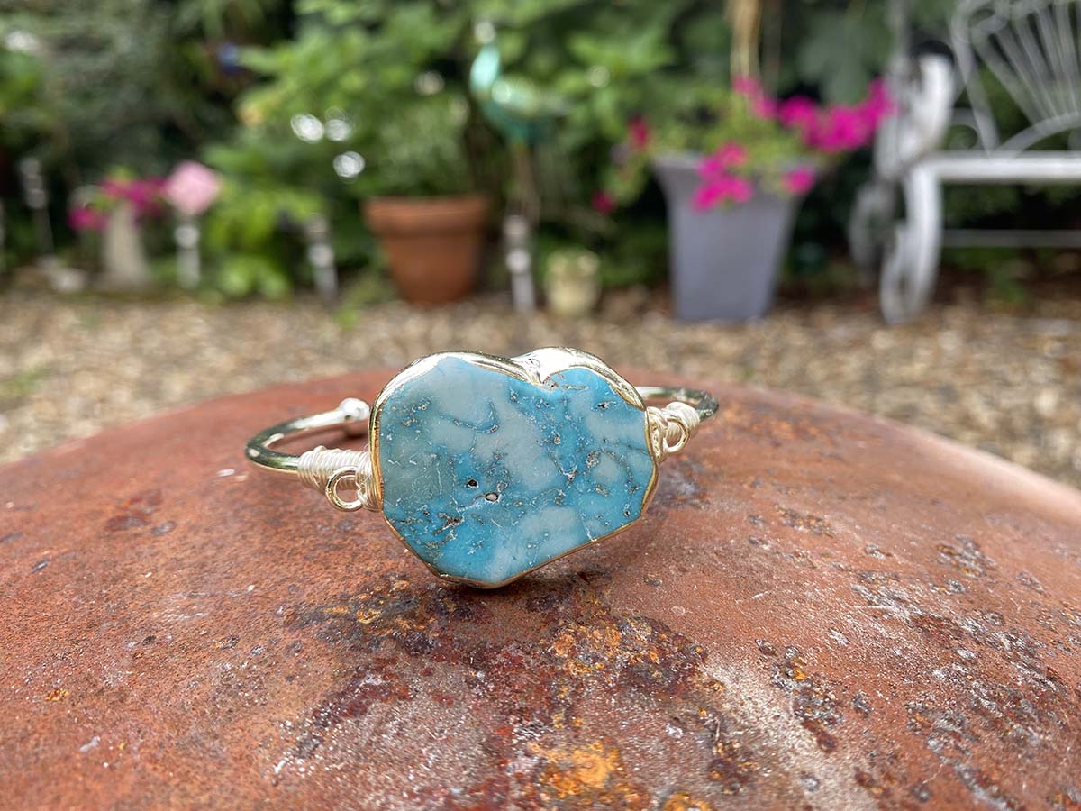 Natural Turquoise Silver bangles