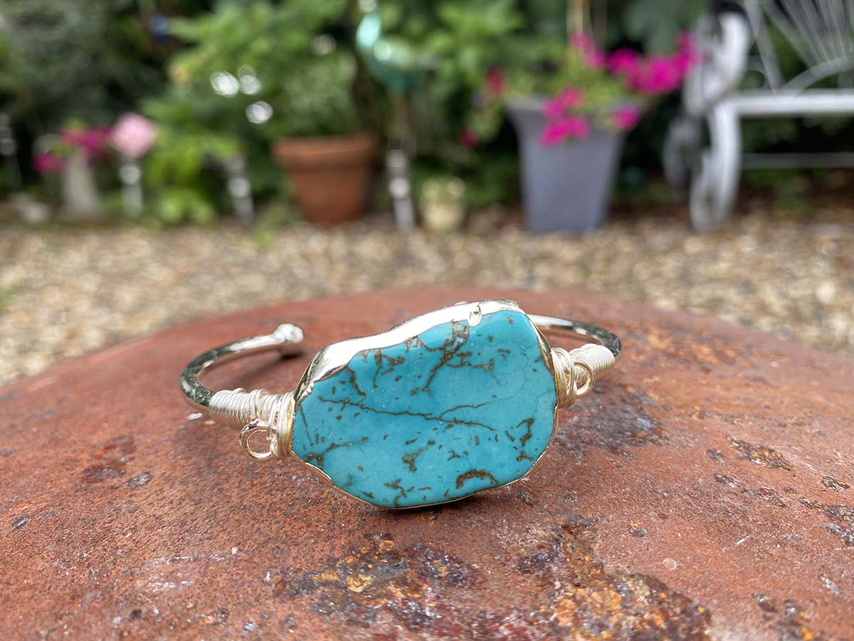 Natural Turquoise Silver bangles