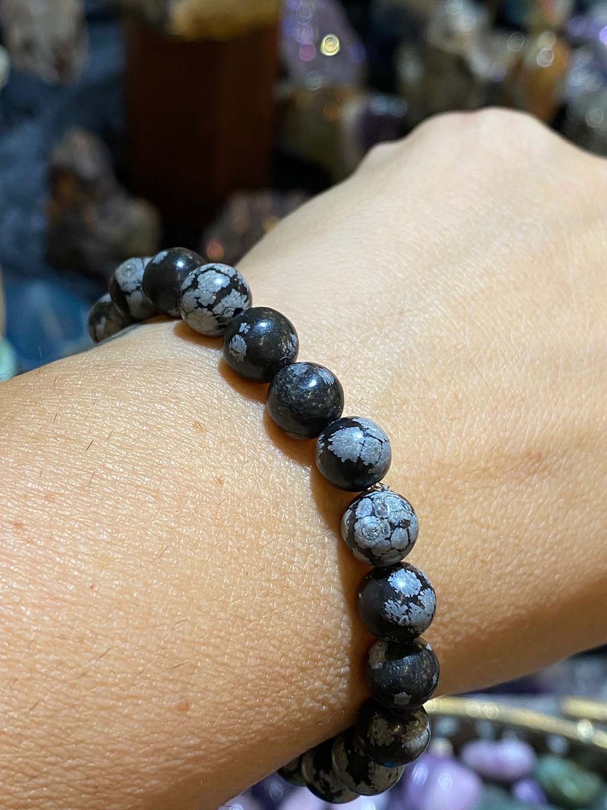 Little Treasure Natural Snowflake Obsidian bracelet