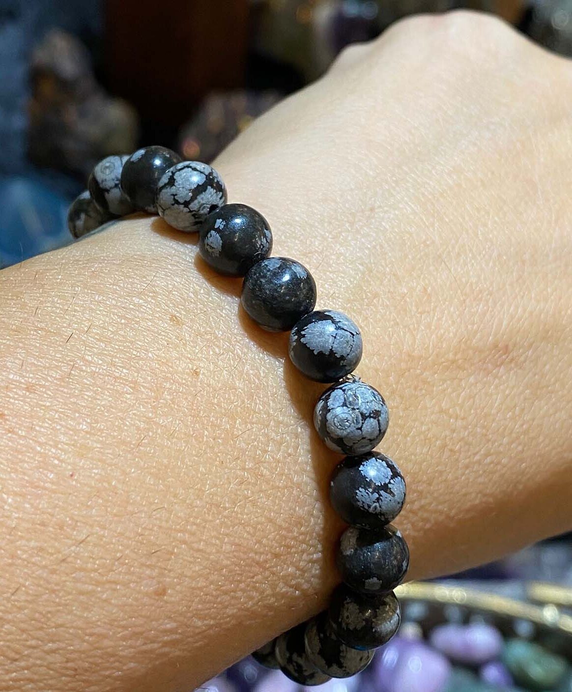 Little Treasure Natural Snowflake Obsidian bracelet