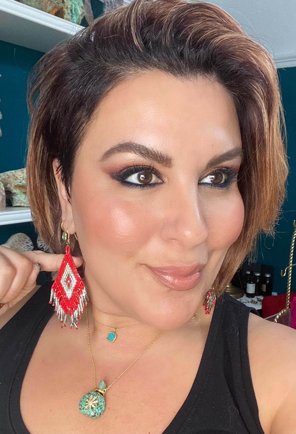RED AZTEC EARRINGS
