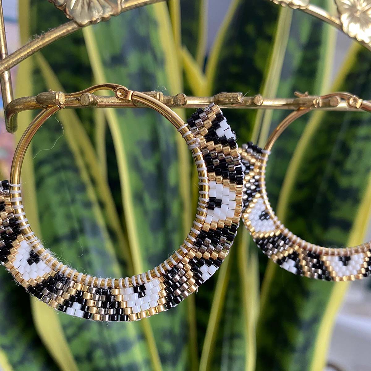 Black & White Aztec Hoops