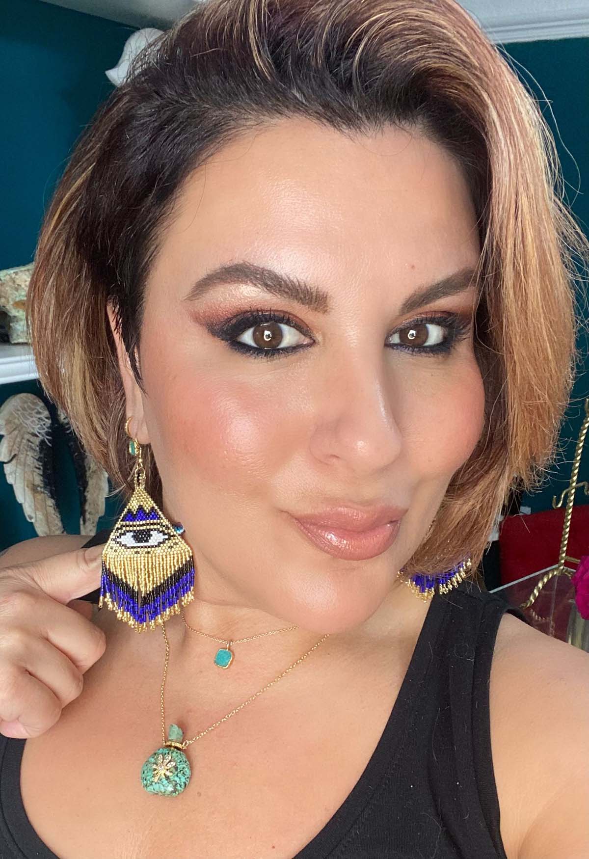 NAVY BLUE PROTECTION EYE EARRINGS