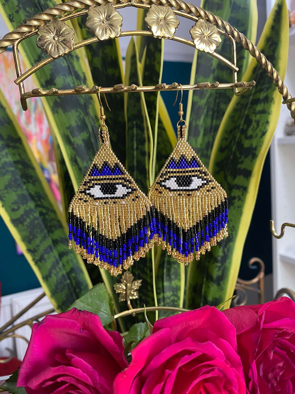 NAVY BLUE PROTECTION EYE EARRINGS