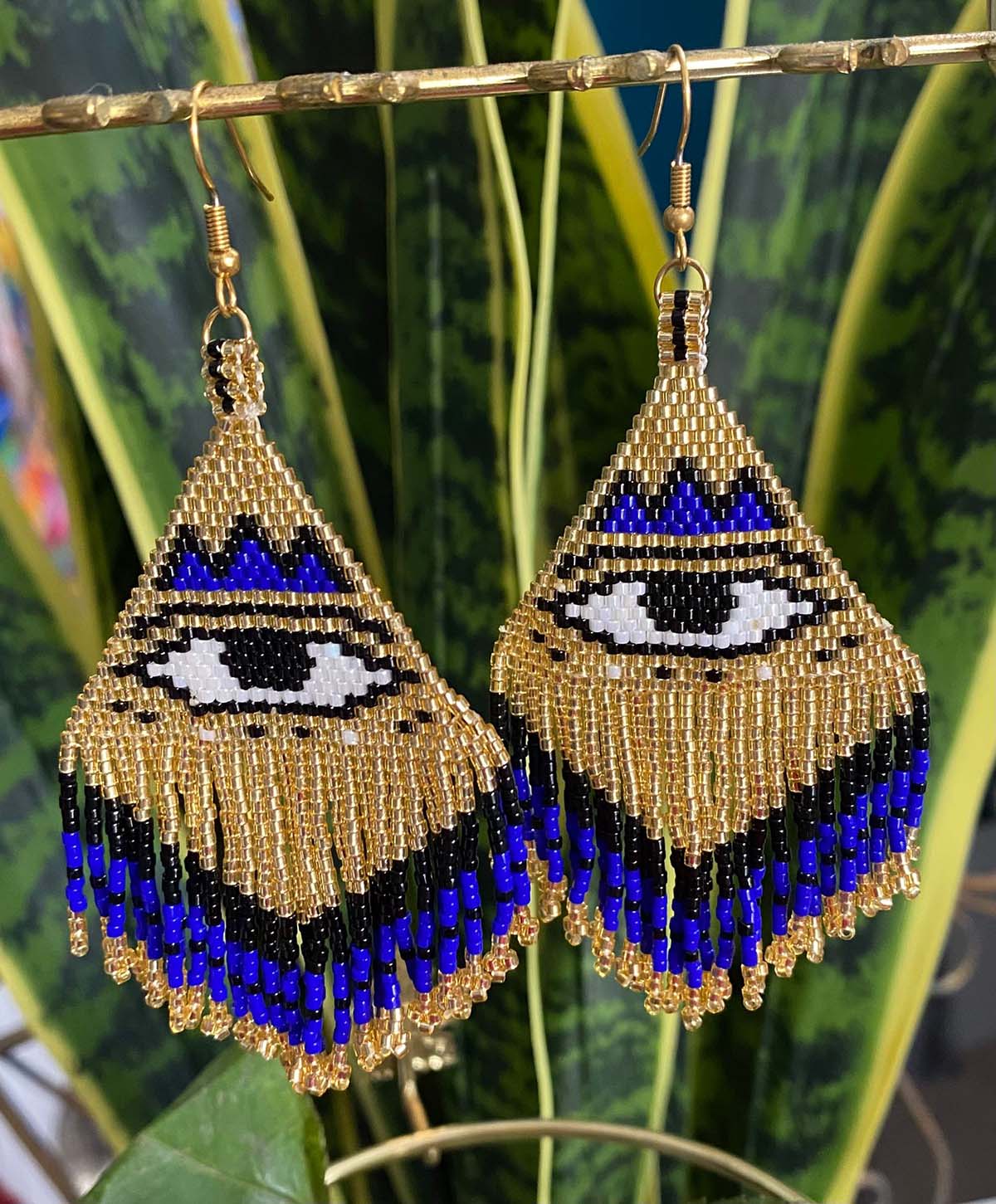 NAVY BLUE PROTECTION EYE EARRINGS